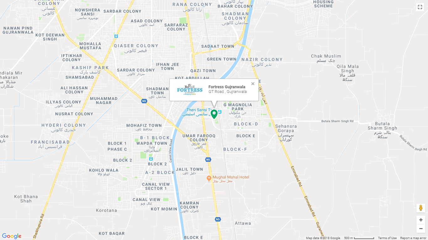 Fortress Gujranwala Location Map